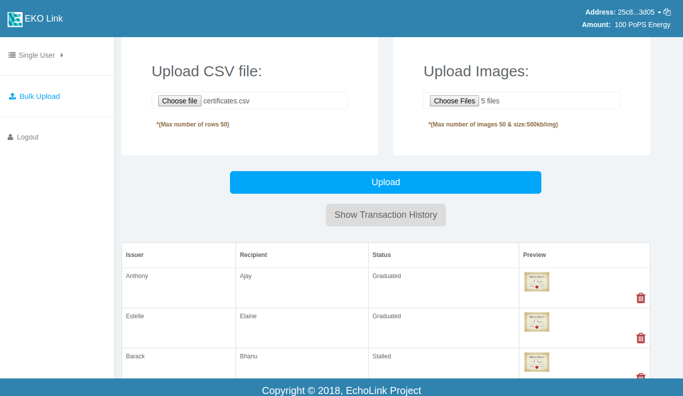 Bulk Upload Credentials